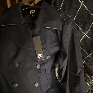 Elegant Navy Double-Breasted Pea Coat